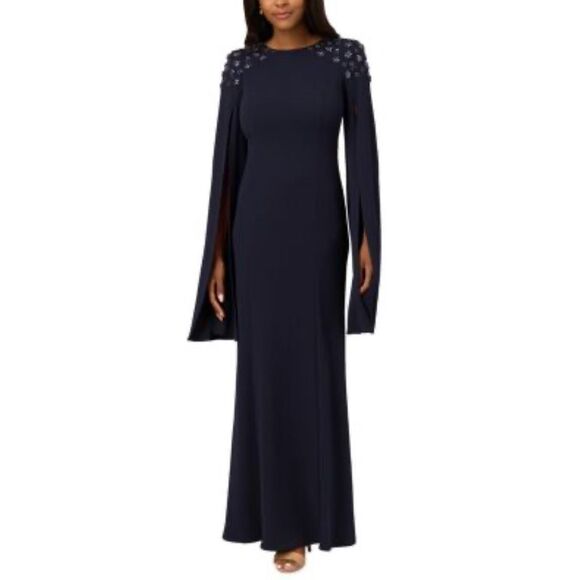 ADRIANNA PAPELL MAXI DRESS/LINED/RETAIL$229/ SIZE  8 /NEW W TAG/NAVY - Picture 1 of 14